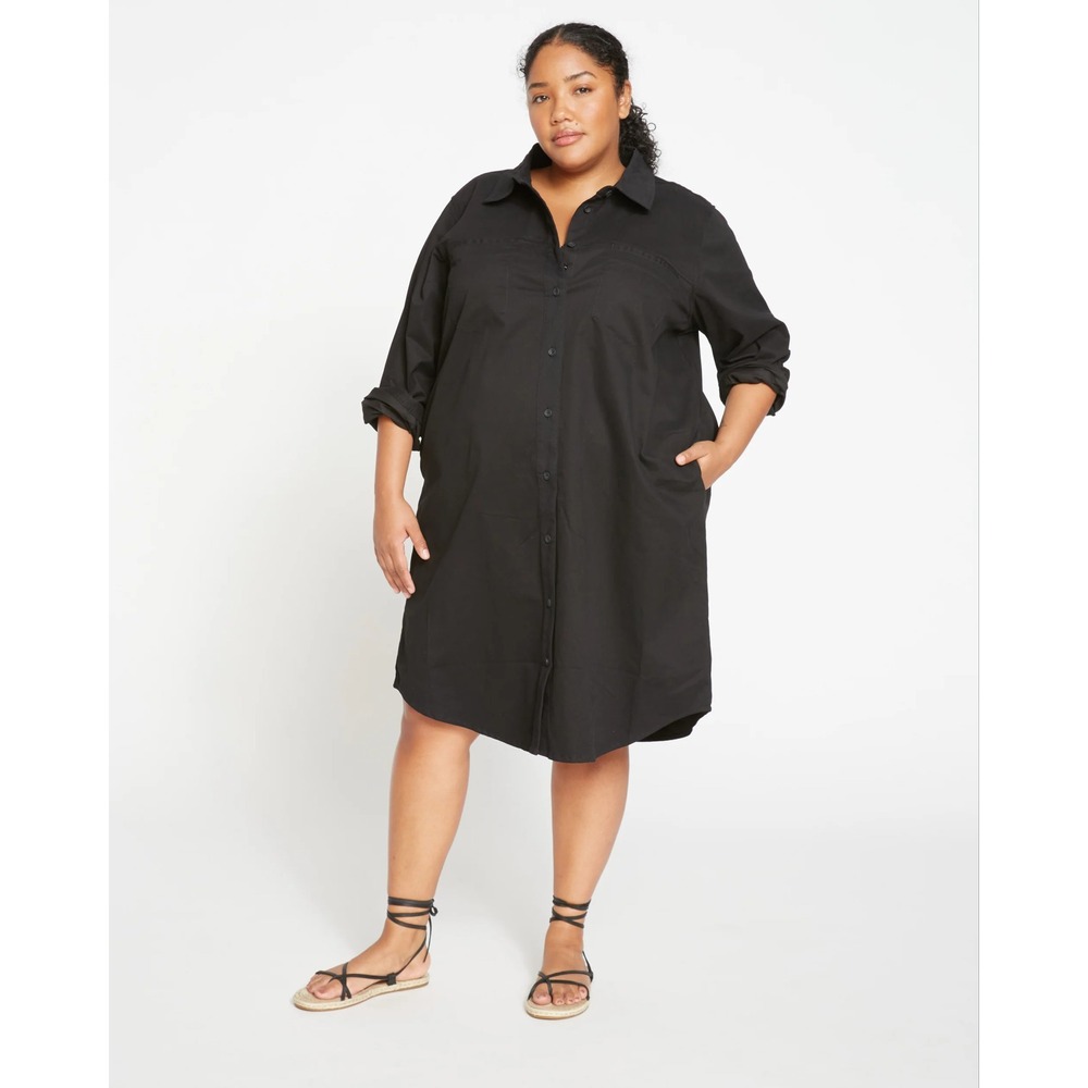 Universal Standard Kelly Stretch Cotton Twill Shirtdress Womens S 14/16 Minimal